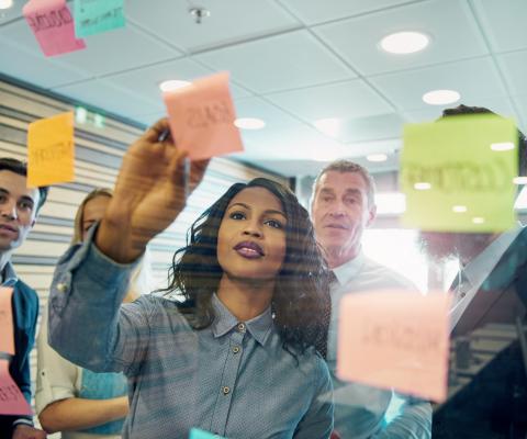 Woman with sticky notes